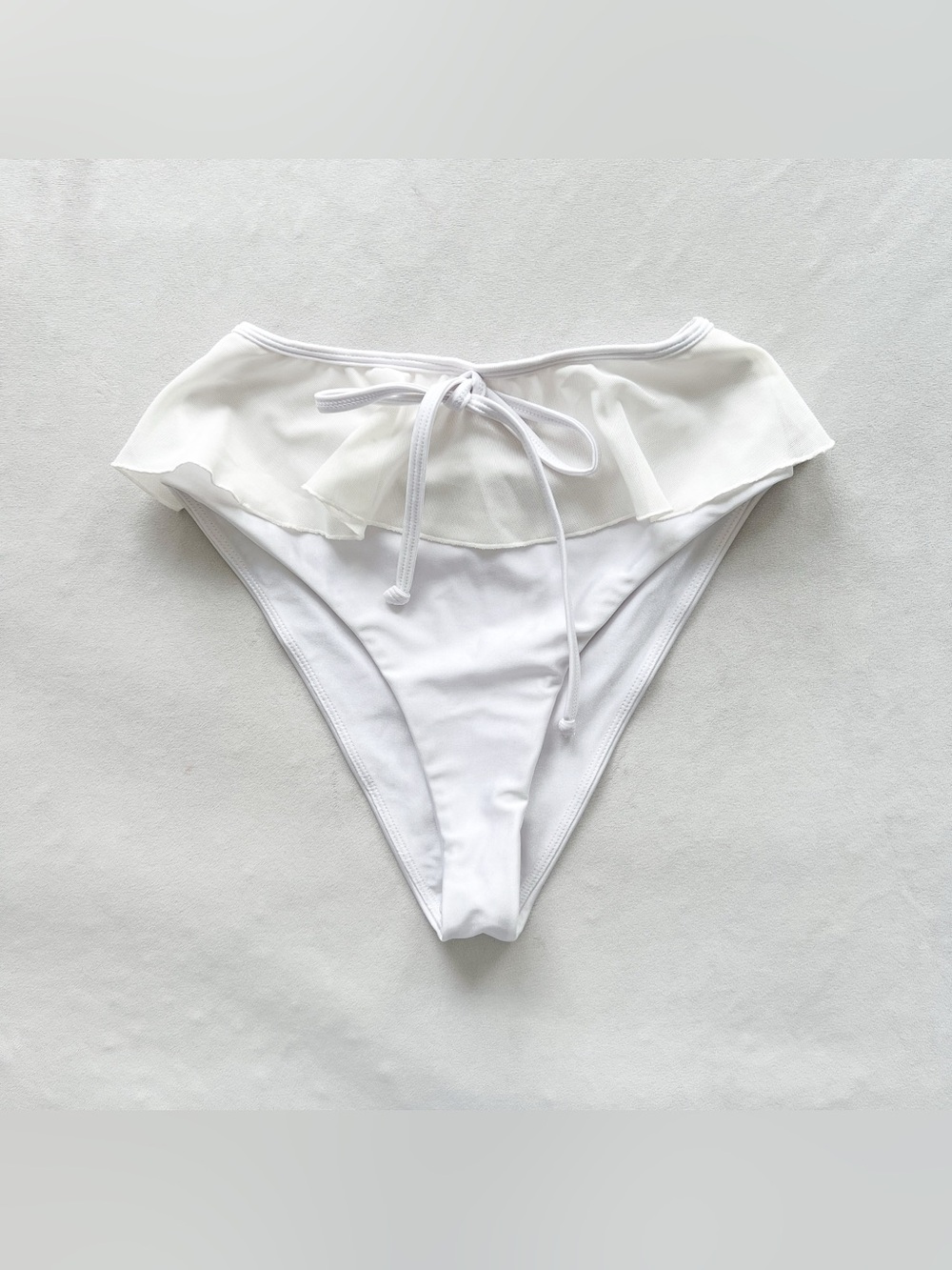 Tularosa White Tie-Front Ruffle Bikini Bottoms